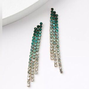 LOFT NWT Waterfall Statement Earrings - Deep Tropic Green